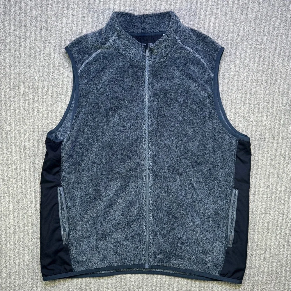 Tommy Bahama Cascade Fleece Vest‎ Mens XXL Gray Full Zip Marlin Logo Pockets
